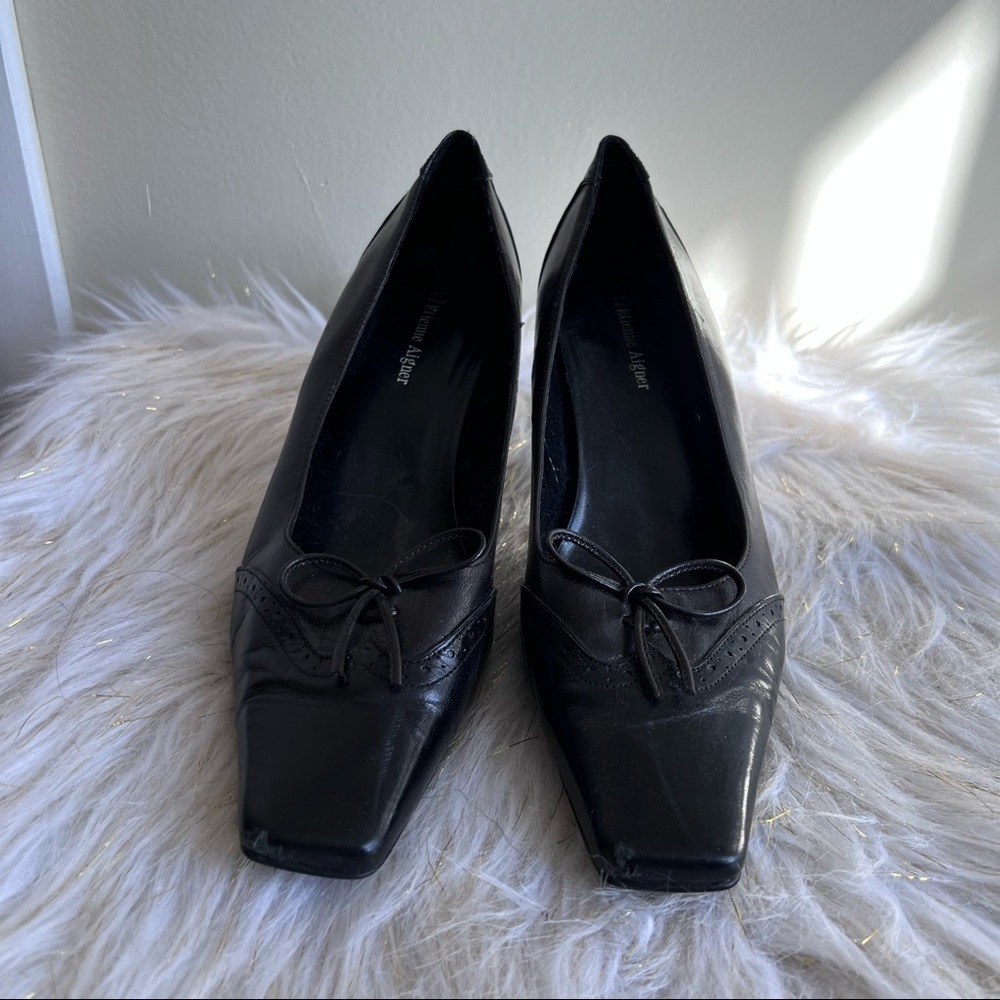 Etienne Aigner black brown colorblock leather shoes heels size - Picture 5 of 8